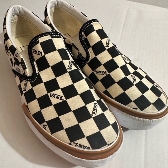 Vans stacked platform checkered board slip on sneaker white black size 10 - Picture 4 of 13